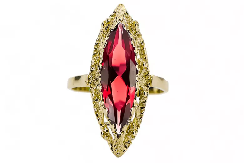 Vintage style Ring Ruby 14K Yellow gold vrc005y